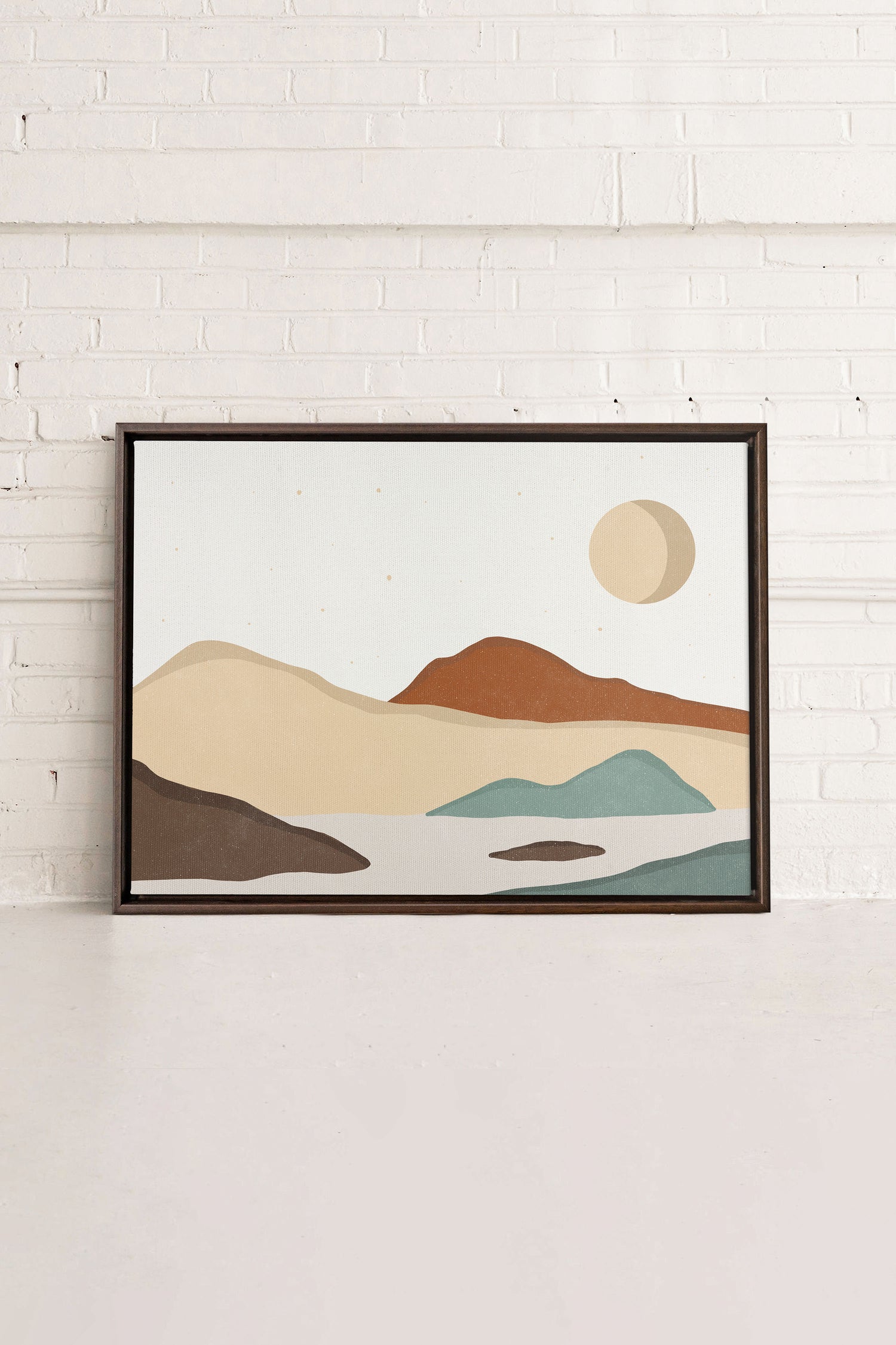 SAND &amp; SKY, Oeuvre sur toile étirée, encadré Brun Noyer