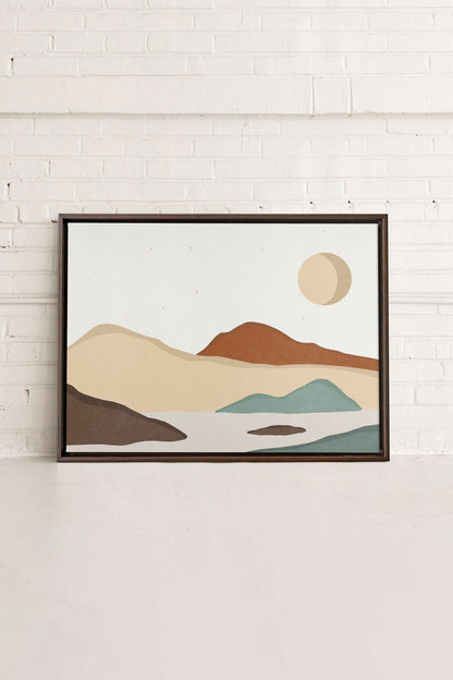 SAND &amp; SKY, Oeuvre sur toile étirée, encadré Brun Noyer