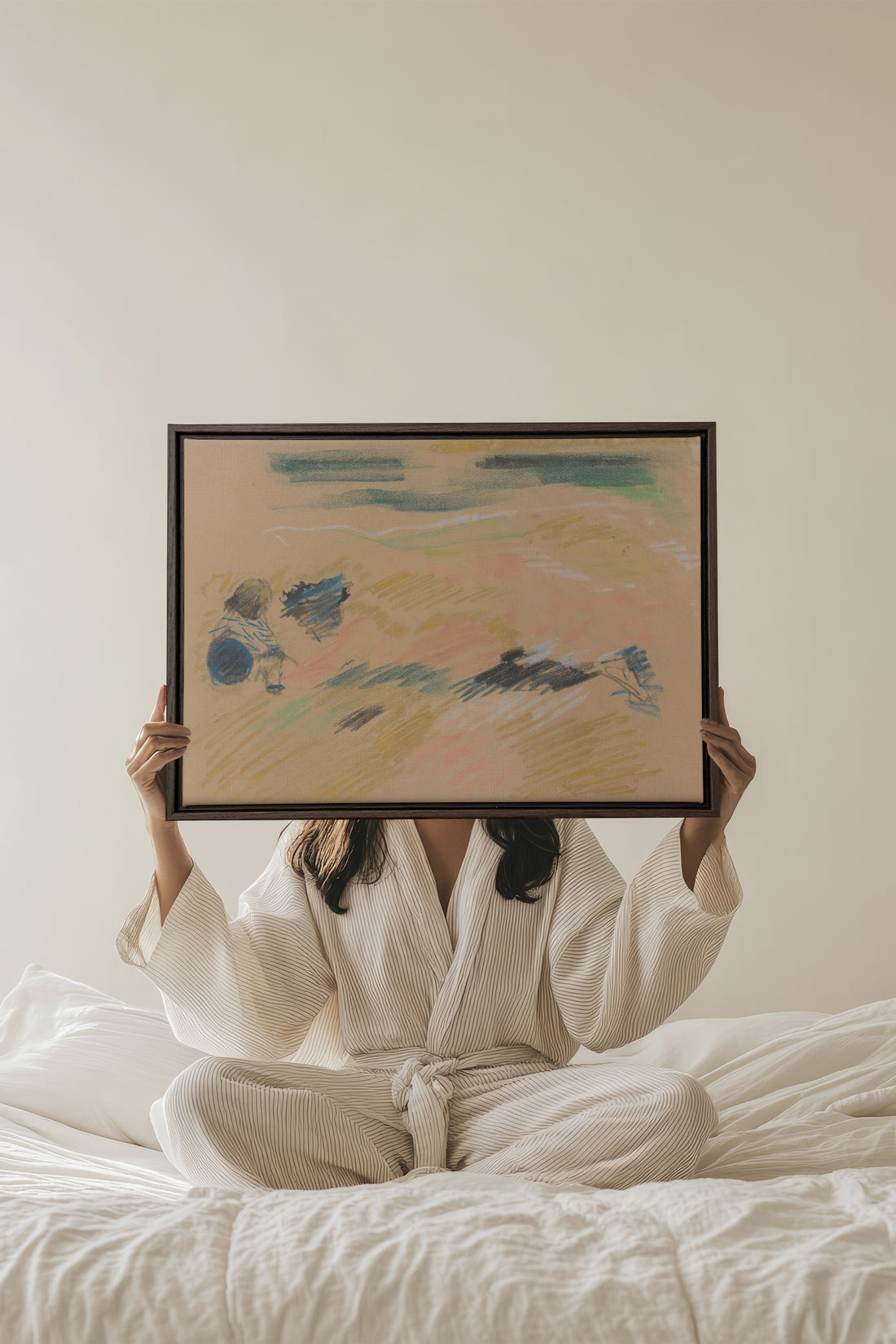 SKETCH OF LIGHT, Oeuvre sur toile étirée, encadré Brun Noyer