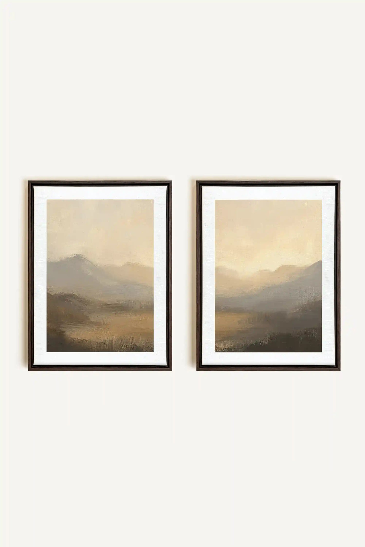 VEILED PEAKS DUO, 2 Oeuvres sur toile étirée, encadré Brun Noyer