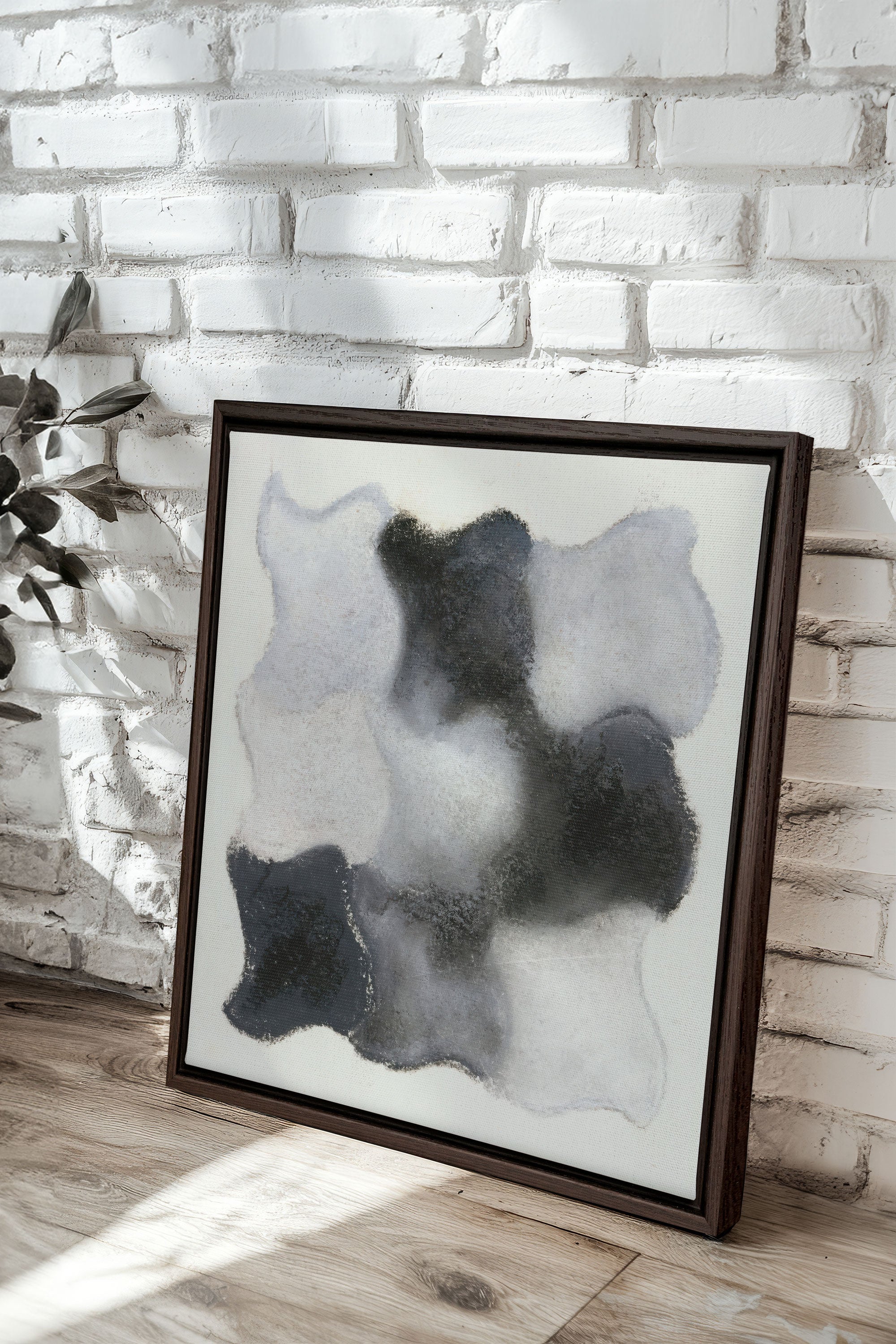 OLEKA CANVAS - NUANCES FONDUES, Oeuvre sur toile étirée, encadré Brun Noyer