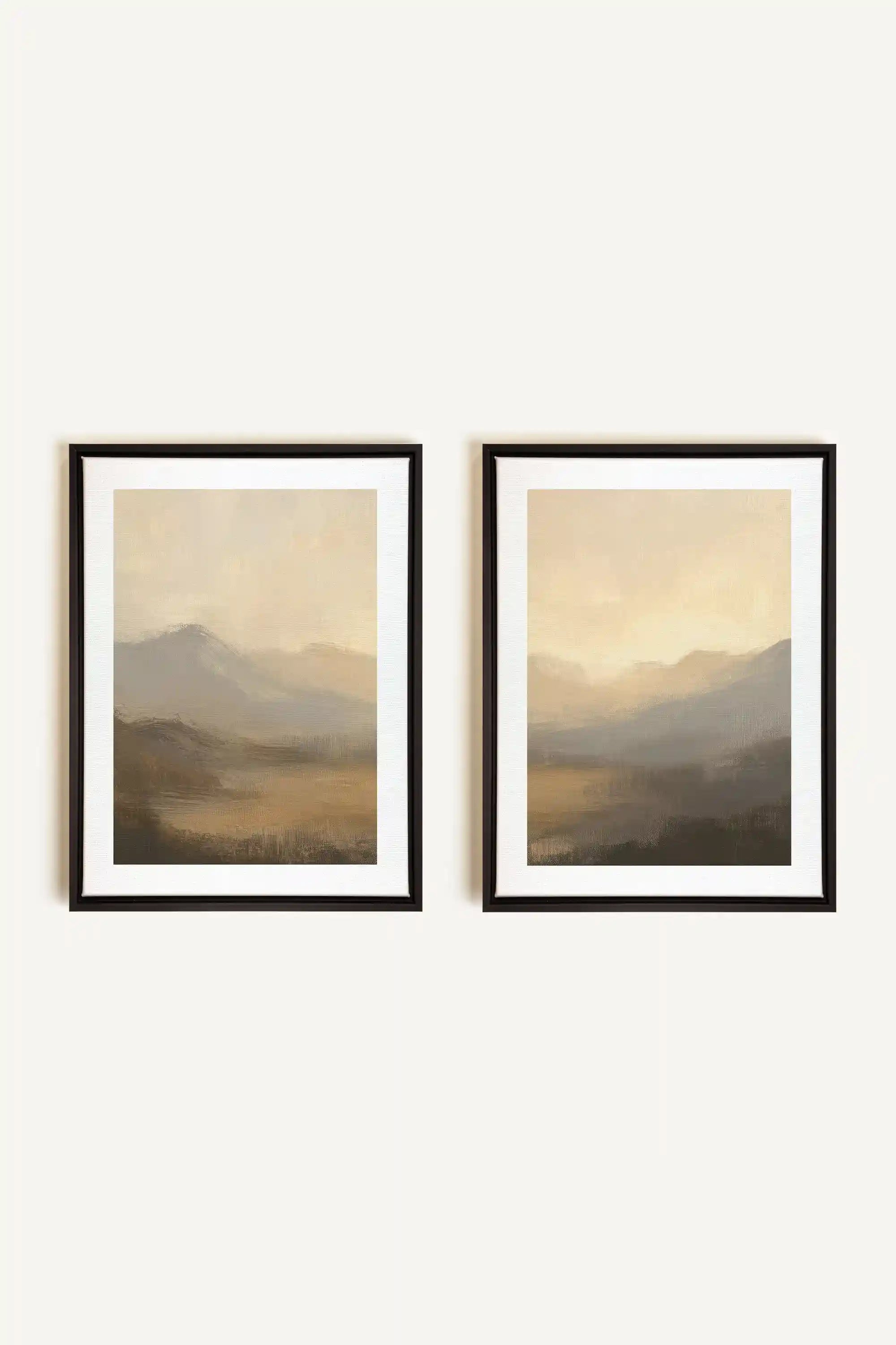 VEILED PEAKS DUO, 2 Oeuvres sur toile étirée, encadré Noir
