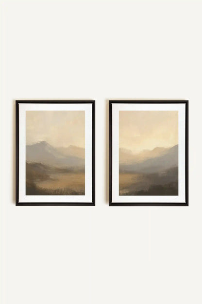 VEILED PEAKS DUO, 2 Oeuvres sur toile étirée, encadré Noir