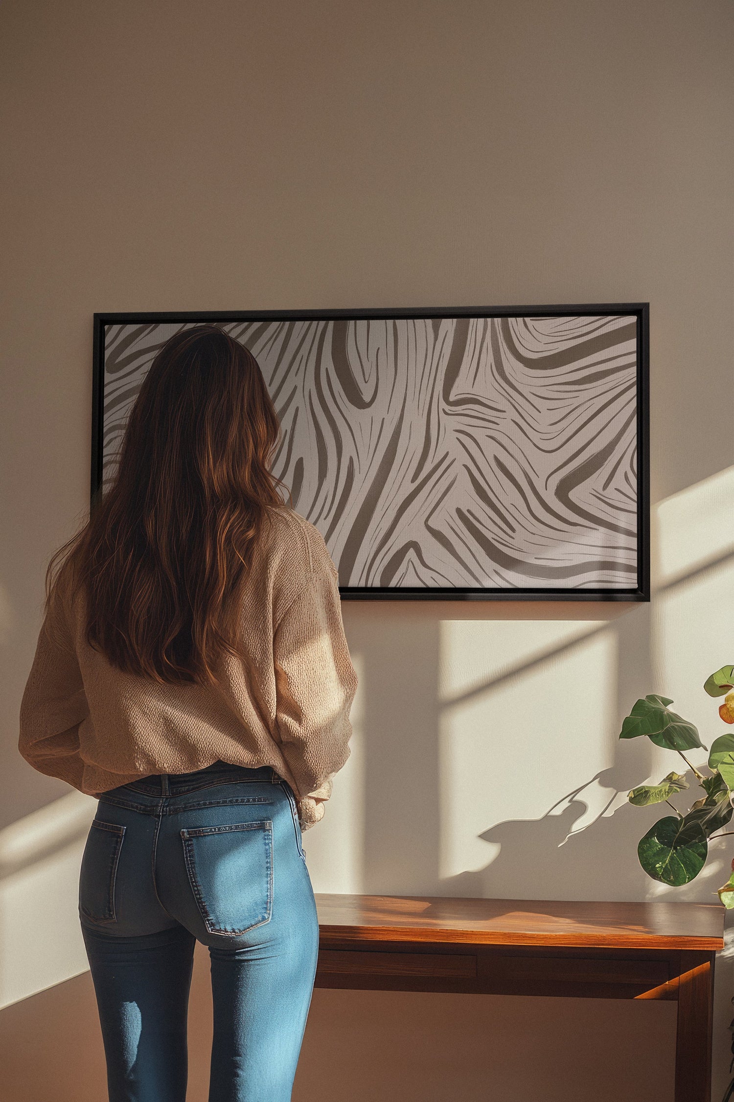 OLEKA CANVAS - WILD WAVES, Oeuvre sur toile étirée, encadré Noir