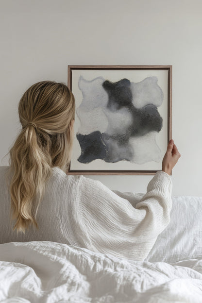 OLEKA CANVAS - NUANCES FONDUES, Oeuvre sur toile étirée, encadré Brun Chêne