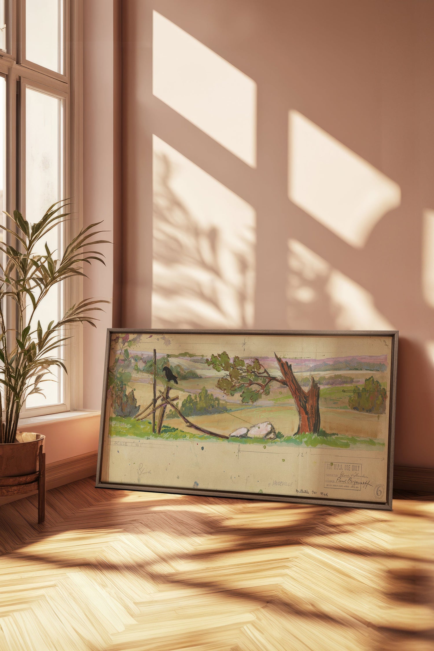 OLEKA CANVAS - HILLTONE DREAM, Oeuvre sur toile étirée, encadré Brun Chêne