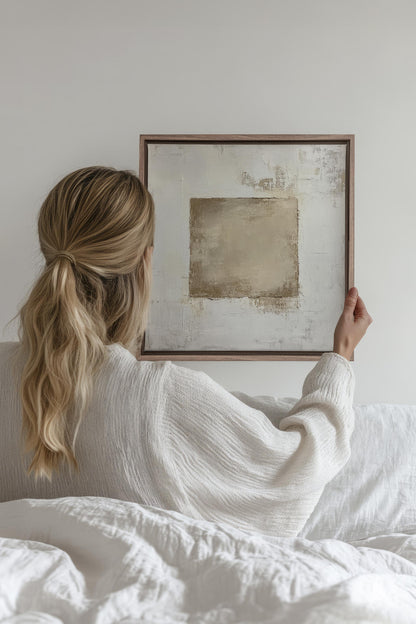 GOLDEN TEXTURE, Artwork on stretched canvas, framed in Brown Oak