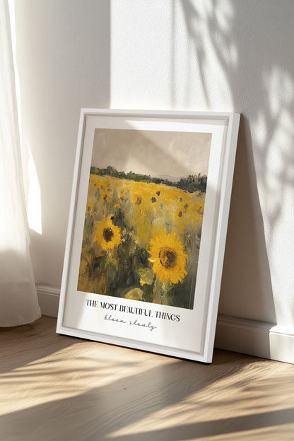 OLEKA CANVAS - BLOOM SLOWLY, Oeuvre sur toile étirée, encadré Blanc