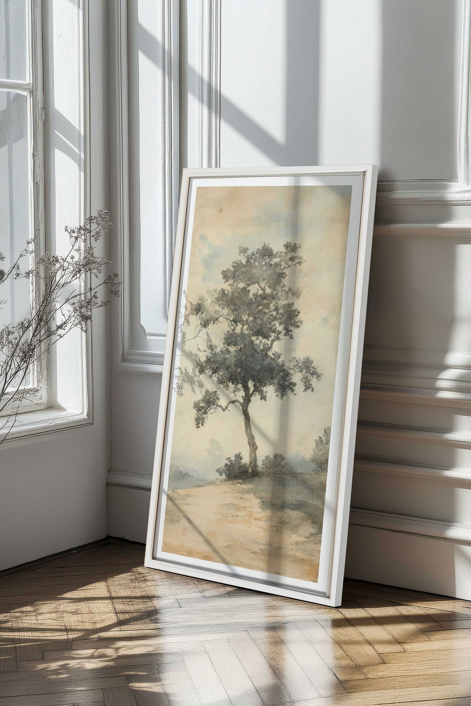 OLEKA CANVAS - ARBRE DES SOUVENIRS, Oeuvre sur toile étirée, encadré Blanc
