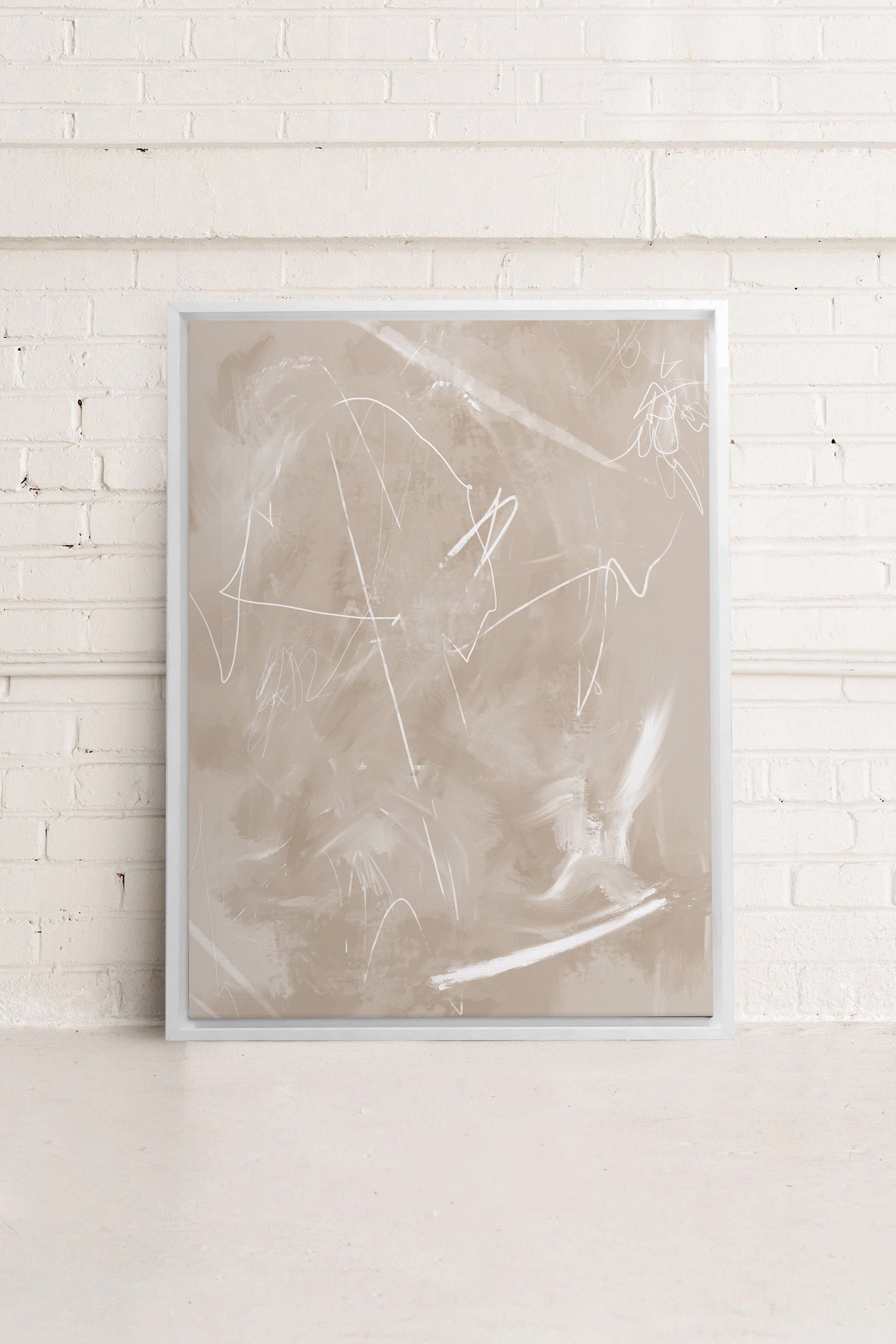 OLEKA CANVAS - SABLE ÉTOILÉ, Oeuvre sur toile étirée, encadré Blanc