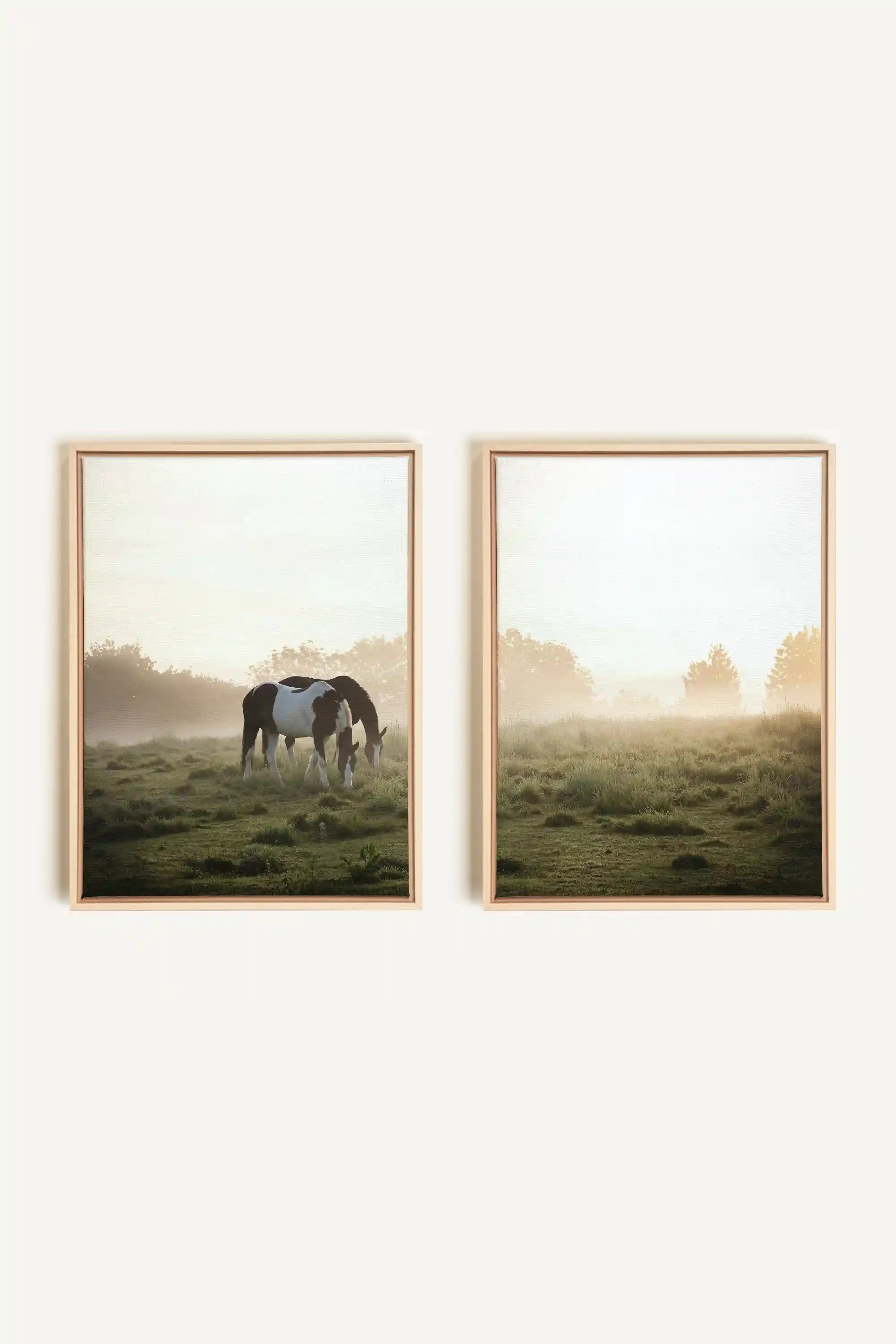 PASTURELIGHT DUO, 2 Works on stretched canvas, framed Naturel Clair
