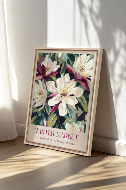 OLEKA CANVAS - MARCHÉ HIVERNAL II, Oeuvre sur toile étirée, encadré Naturel Clair