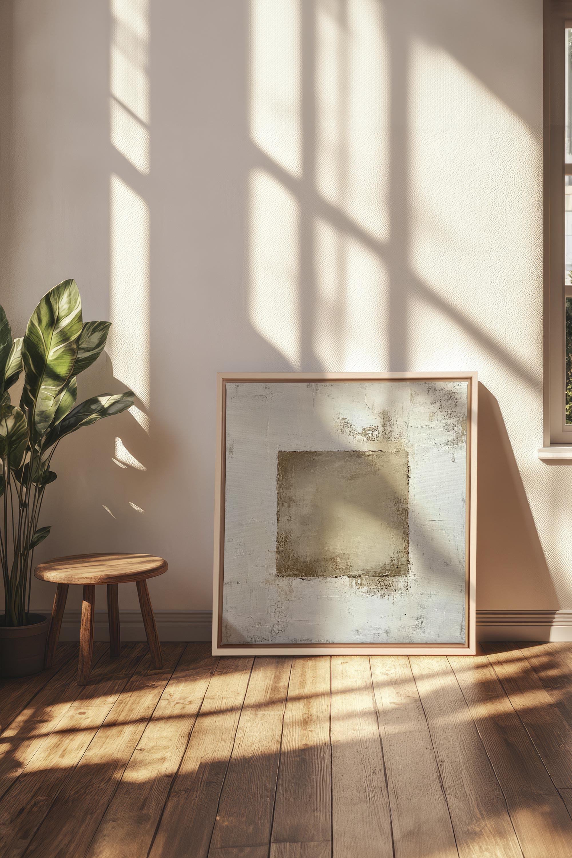 GOLDEN TEXTURE, Artwork on stretched canvas, framed Natural Light