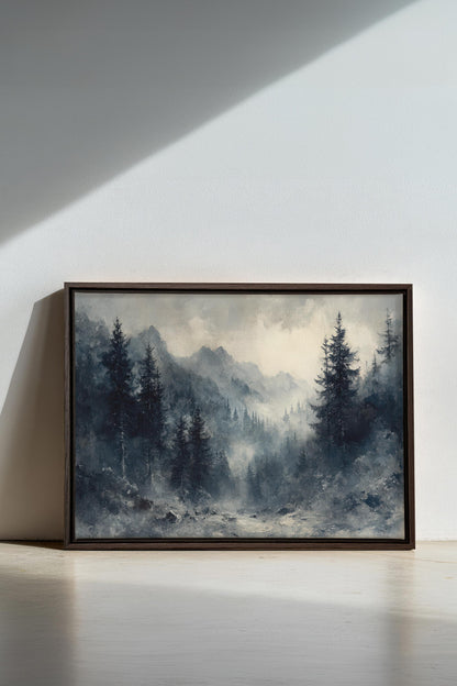 OLEKA CANVAS - MYSTIC HIGHLANDS, Oeuvre sur toile étirée, encadré Brun Noyer