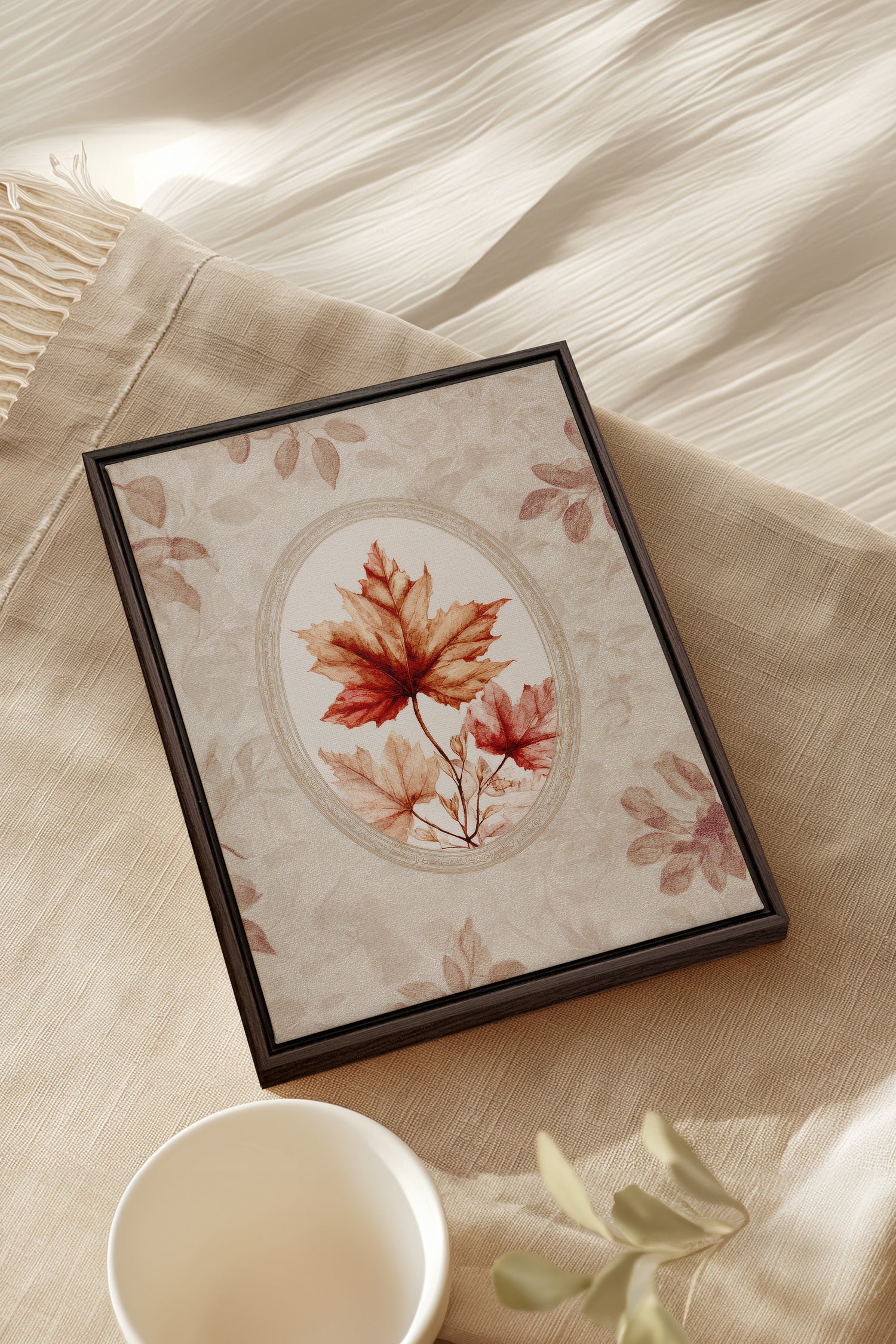 MAPLE MEMORY, Artwork on stretched canvas, framed in Walnut Brown