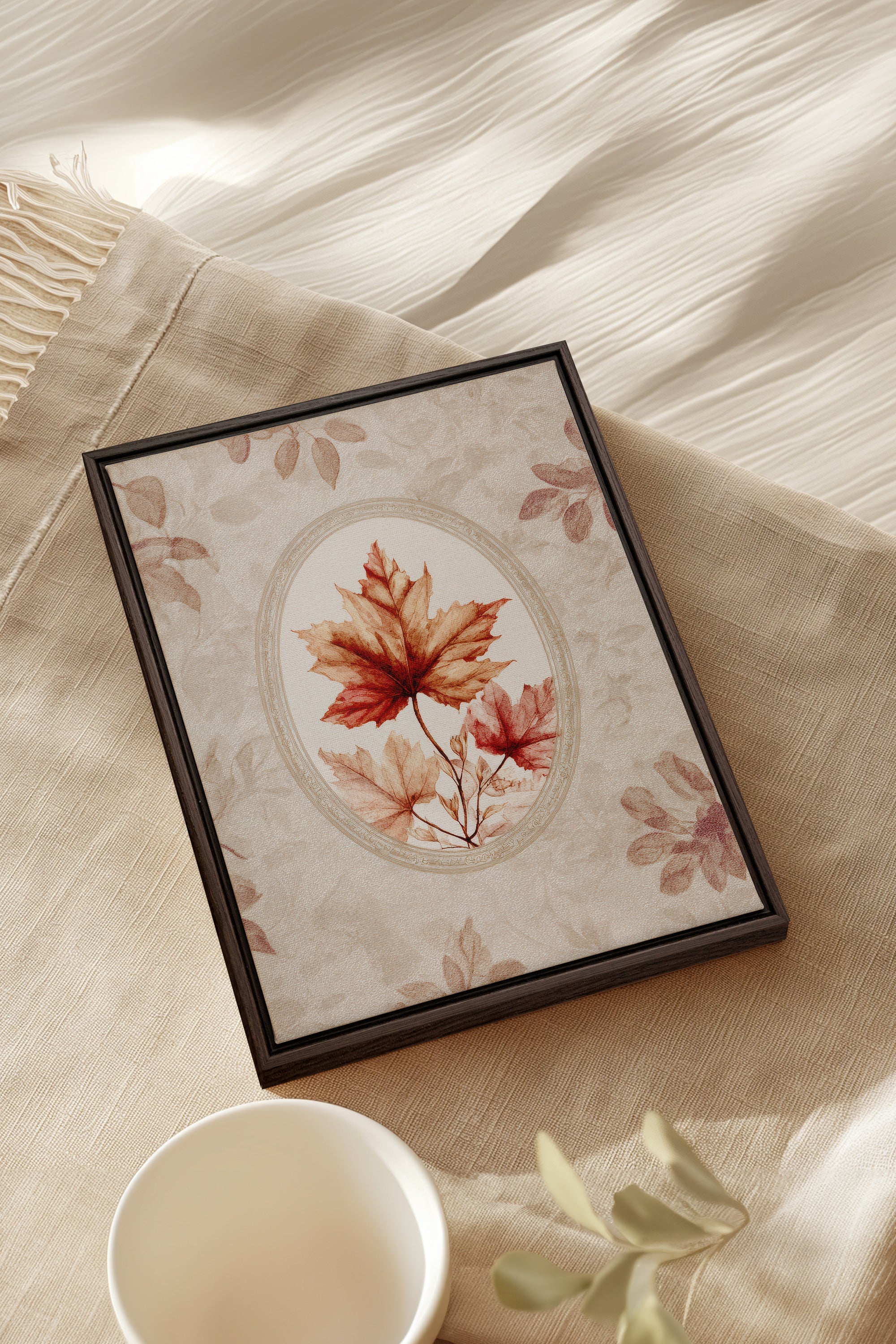 MAPLE MEMORY, Artwork on stretched canvas, framed in Walnut Brown