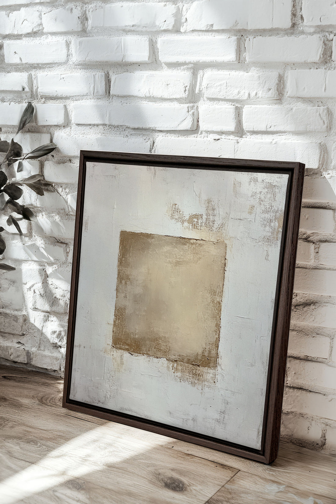 GOLDEN TEXTURE, Artwork on stretched canvas, framed in Walnut Brown