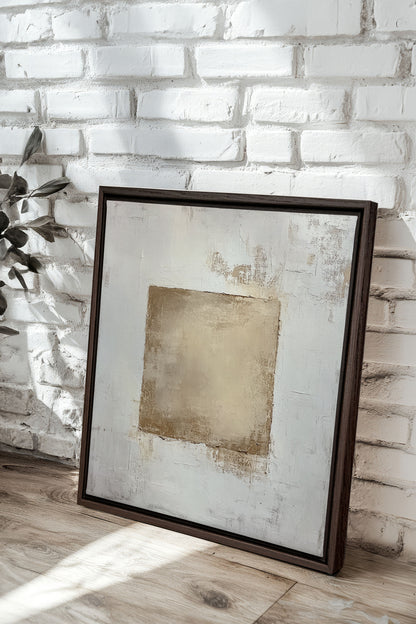 GOLDEN TEXTURE, Artwork on stretched canvas, framed in Walnut Brown