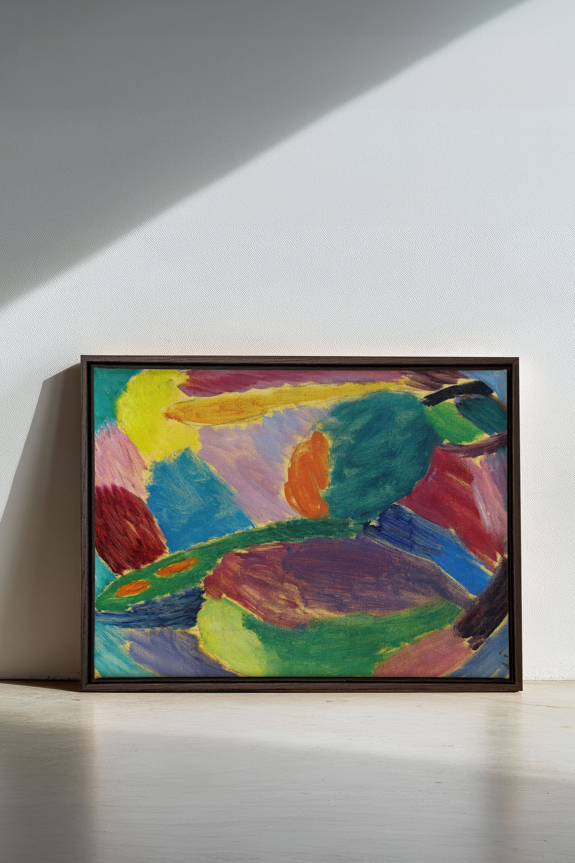 ELECTRIC BLOOM, Oeuvre sur toile étirée, encadré Brun Noyer