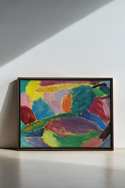 ELECTRIC BLOOM, Oeuvre sur toile étirée, encadré Brun Noyer