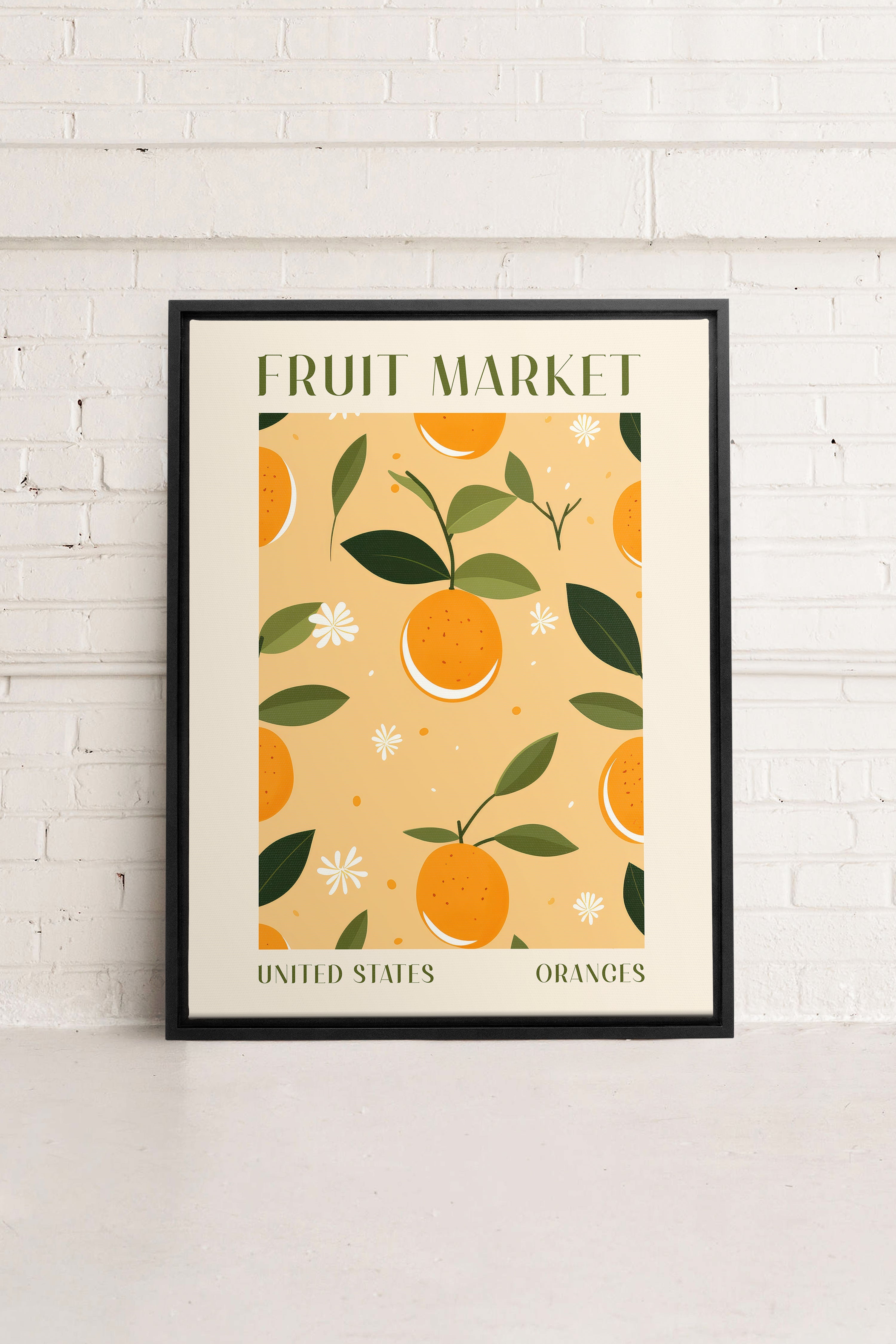 OLEKA CANVAS - ORANGE TANGO, Oeuvre sur toile étirée, encadré Noir