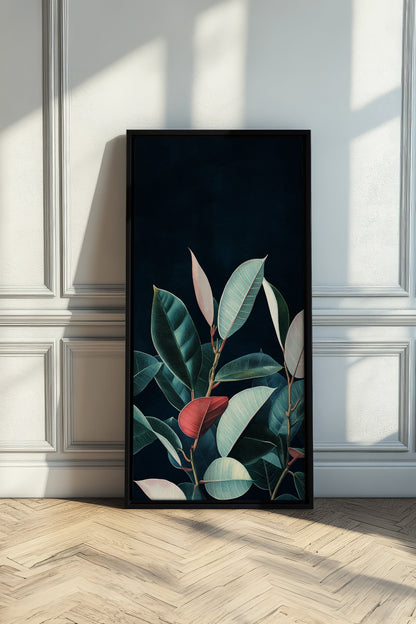 OLEKA CANVAS - FEUILLAGE NOCTURNE, Oeuvre sur toile étirée, encadré Noir