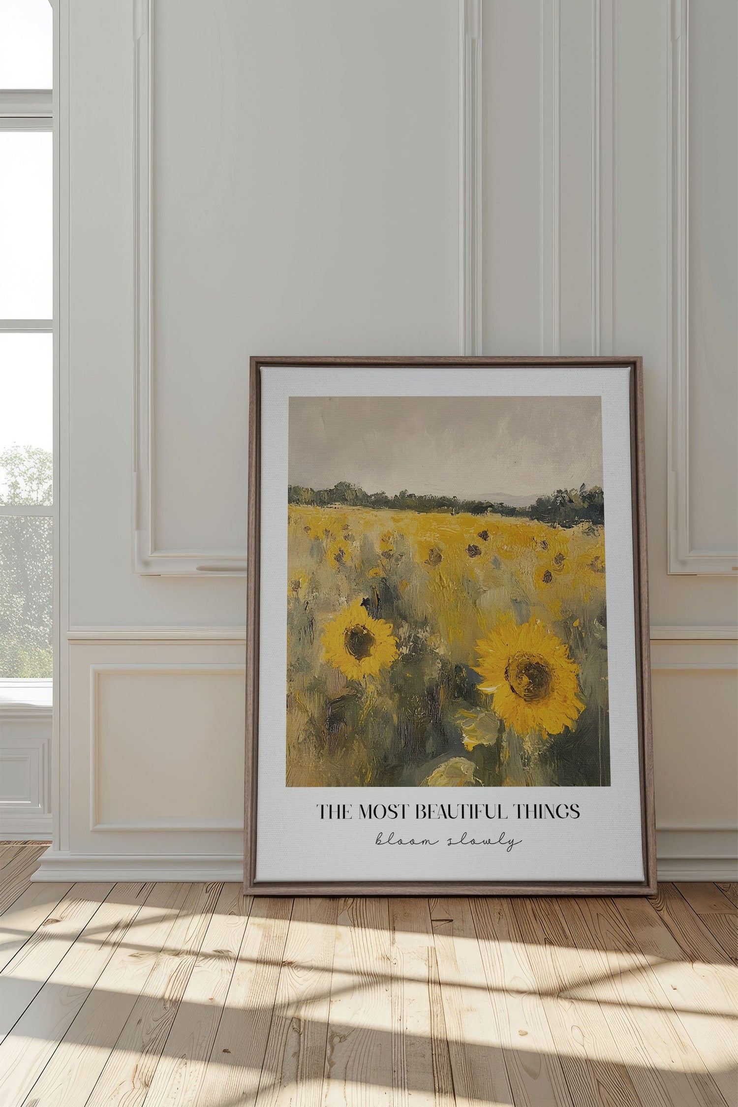 OLEKA CANVAS - BLOOM SLOWLY, Oeuvre sur toile étirée, encadré Brun Chêne