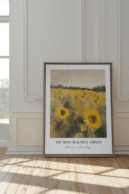 OLEKA CANVAS - BLOOM SLOWLY, Oeuvre sur toile étirée, encadré Brun Chêne