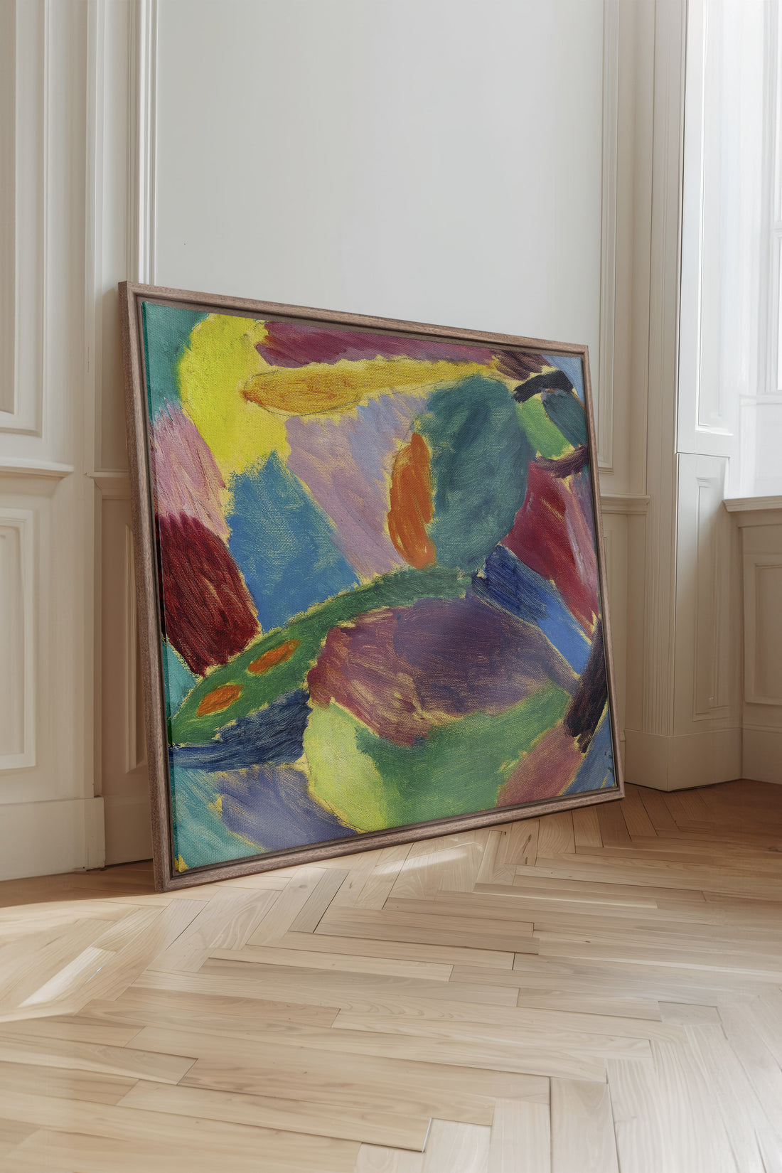 ELECTRIC BLOOM, Artwork on stretched canvas, framed in Oak Brown