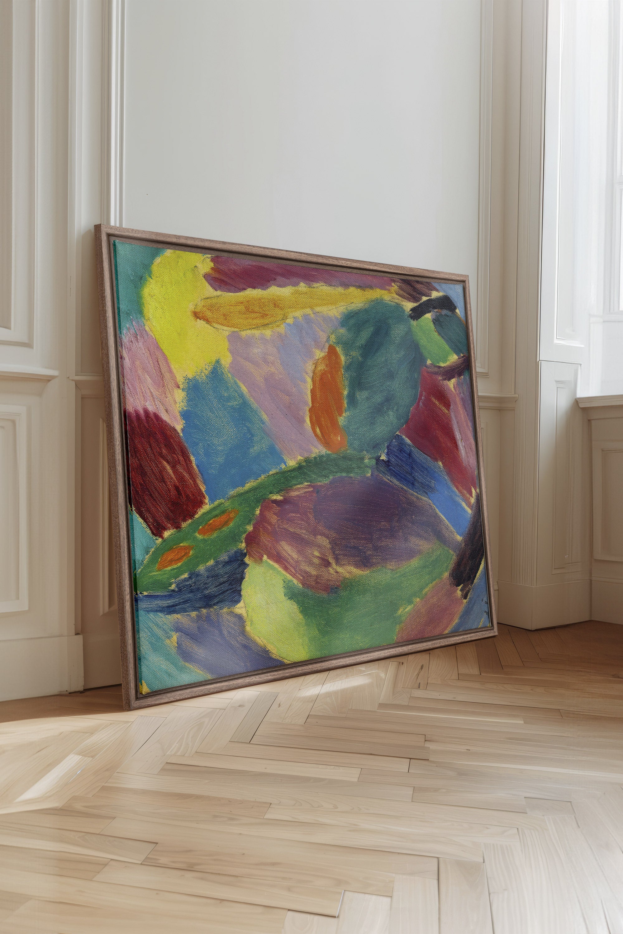 ELECTRIC BLOOM, Artwork on stretched canvas, framed in Oak Brown