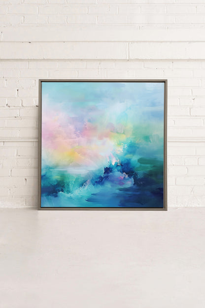 SPLASH OF JOY, Oeuvre sur toile étirée, encadré Brun Chêne