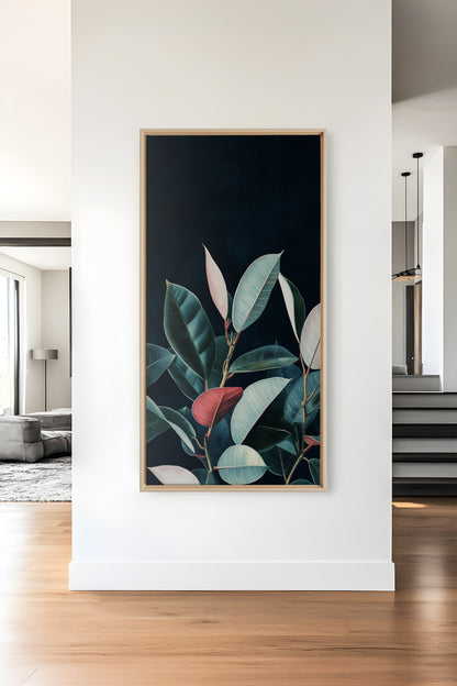 OLEKA CANVAS - FEUILLAGE NOCTURNE, Oeuvre sur toile étirée, encadré Naturel Clair