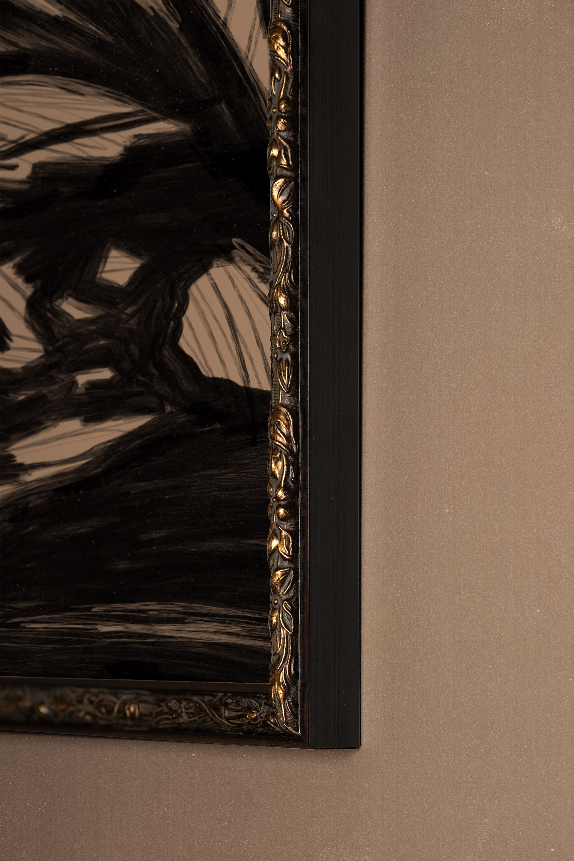 TRACÉ BRUT, Oeuvre sur toile étirée, encadré Vintage Bronze