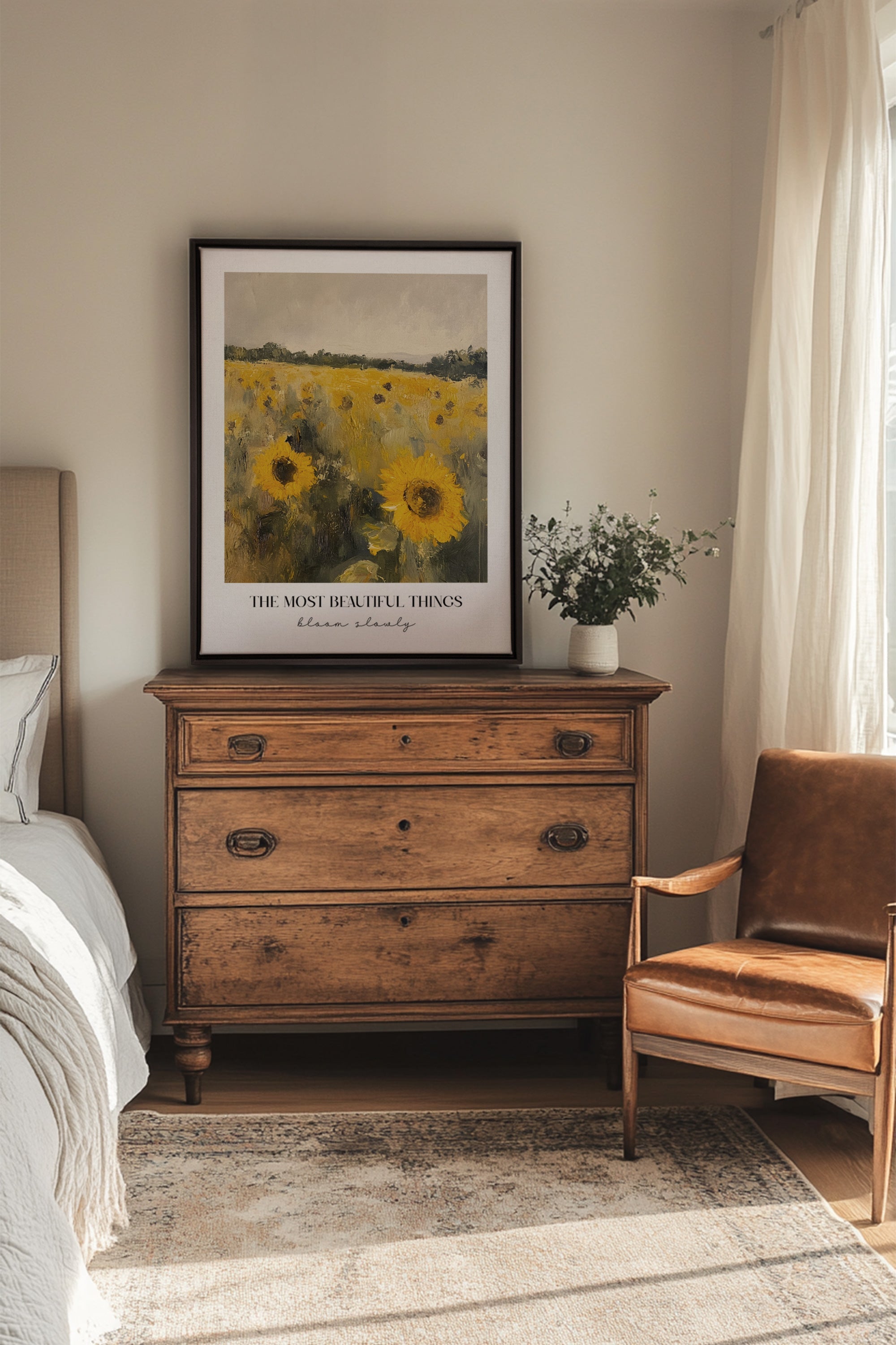 OLEKA CANVAS - BLOOM SLOWLY, Oeuvre sur toile étirée, encadré Noir