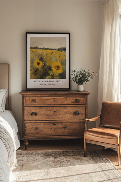 OLEKA CANVAS - BLOOM SLOWLY, Oeuvre sur toile étirée, encadré Noir