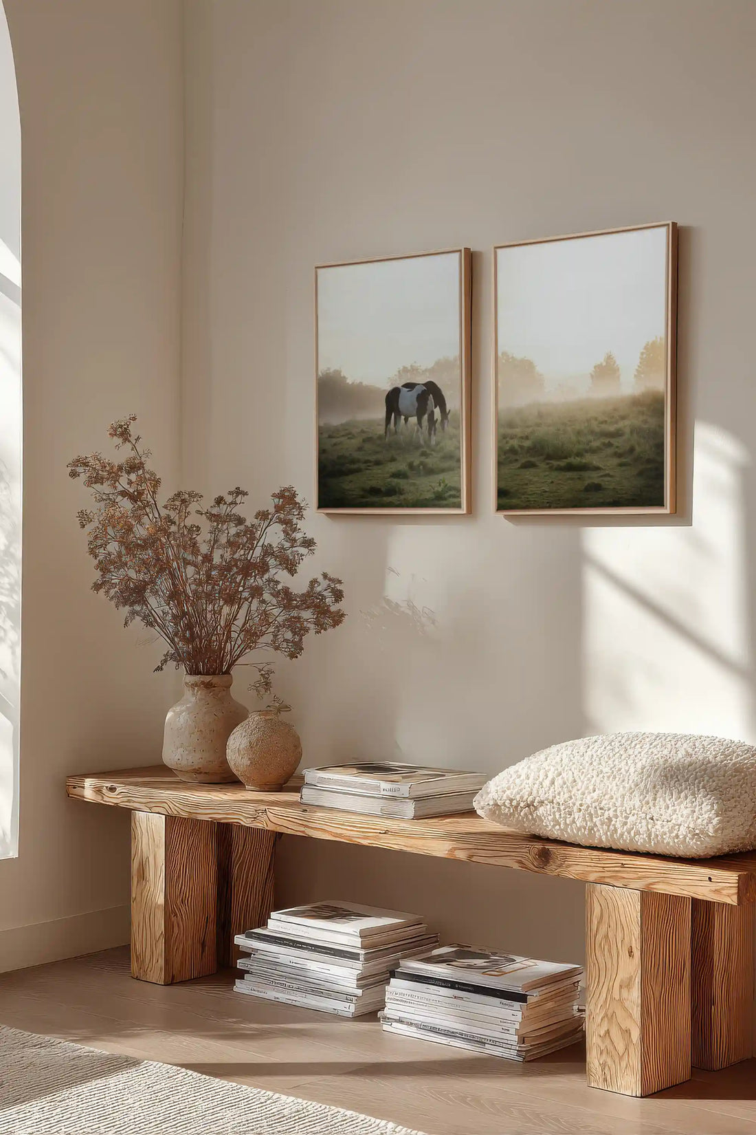 PASTURELIGHT DUO, 2 Works on stretched canvas, framed Naturel Clair