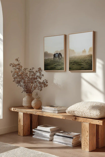 PASTURELIGHT DUO, 2 Works on stretched canvas, framed Naturel Clair