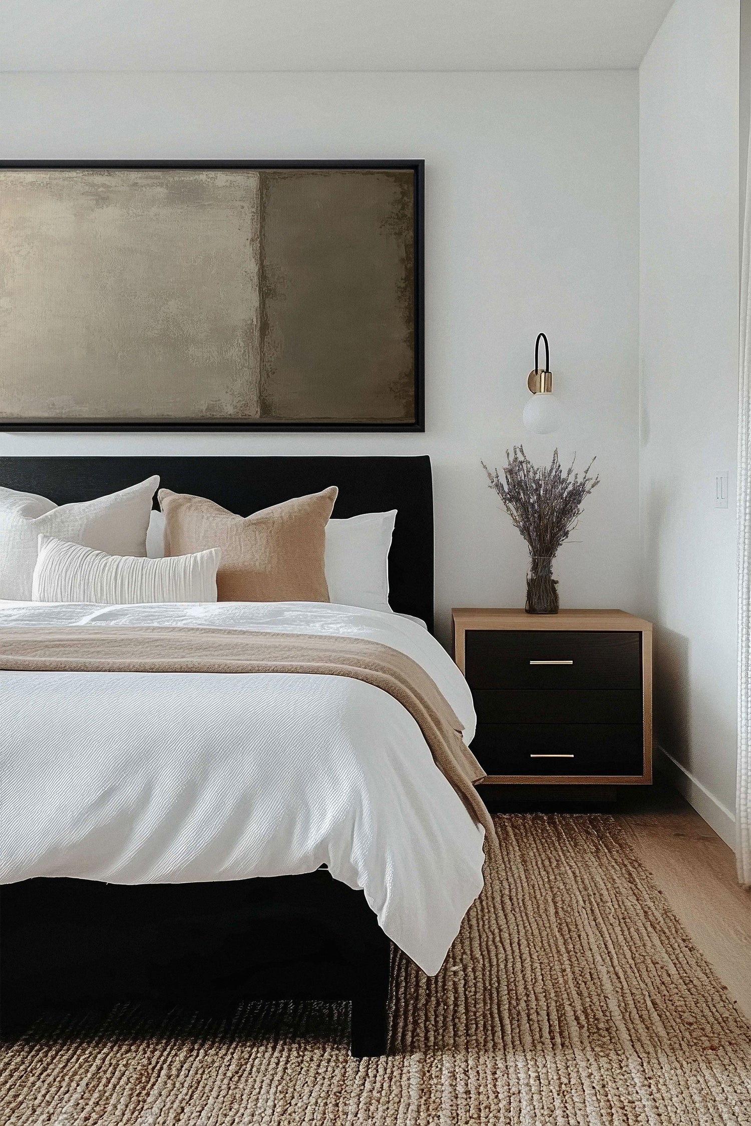 OLEKA CANVAS - VOILE DE TERRE, Oeuvre sur toile étirée, encadré Noir