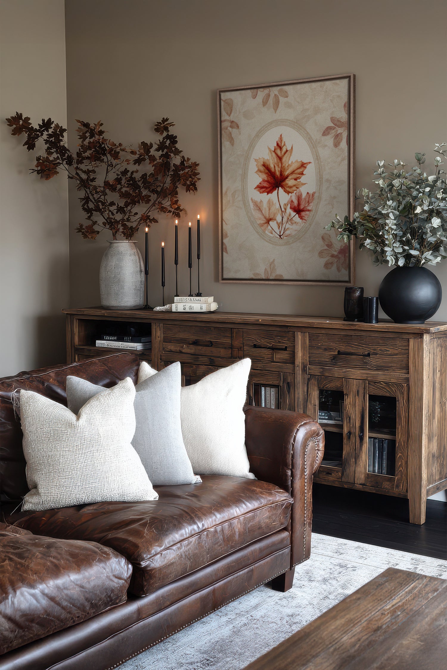 MAPLE MEMORY, Artwork on stretched canvas, framed in Brown Oak