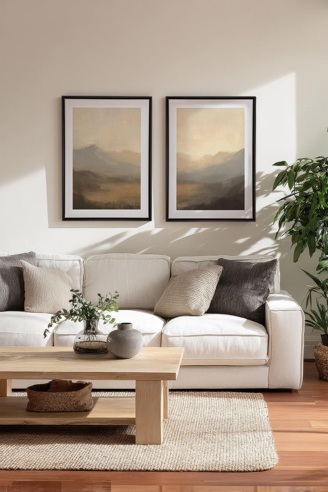 VEILED PEAKS DUO, 2 Oeuvres sur toile étirée, encadré Noir