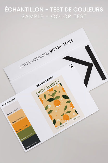 OLEKA CANVAS - ORANGE TANGO, Oeuvre sur toile étirée, encadré Blanc