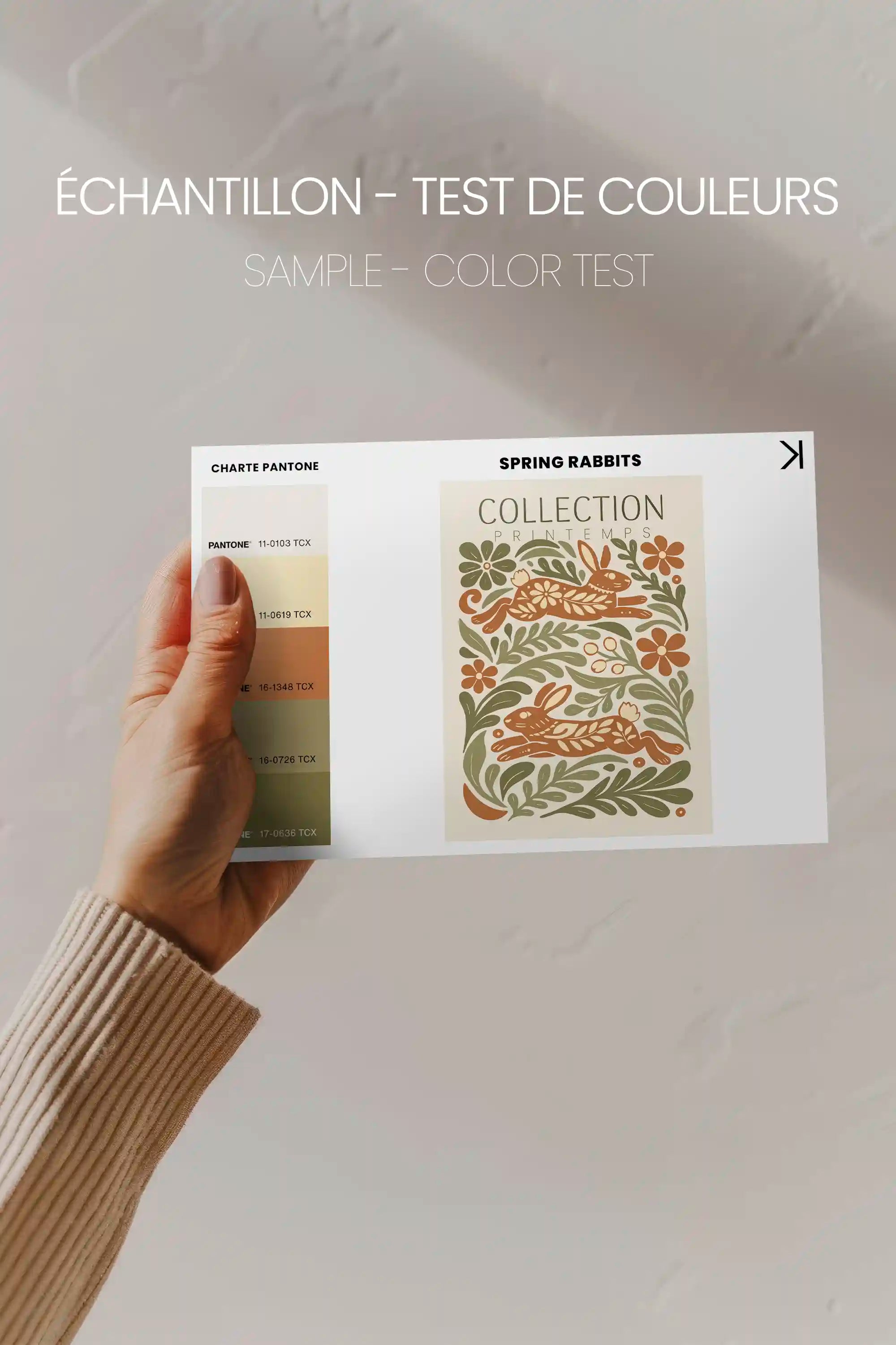 SPRING RABBITS, Oeuvre sur toile étirée, encadré Naturel Clair