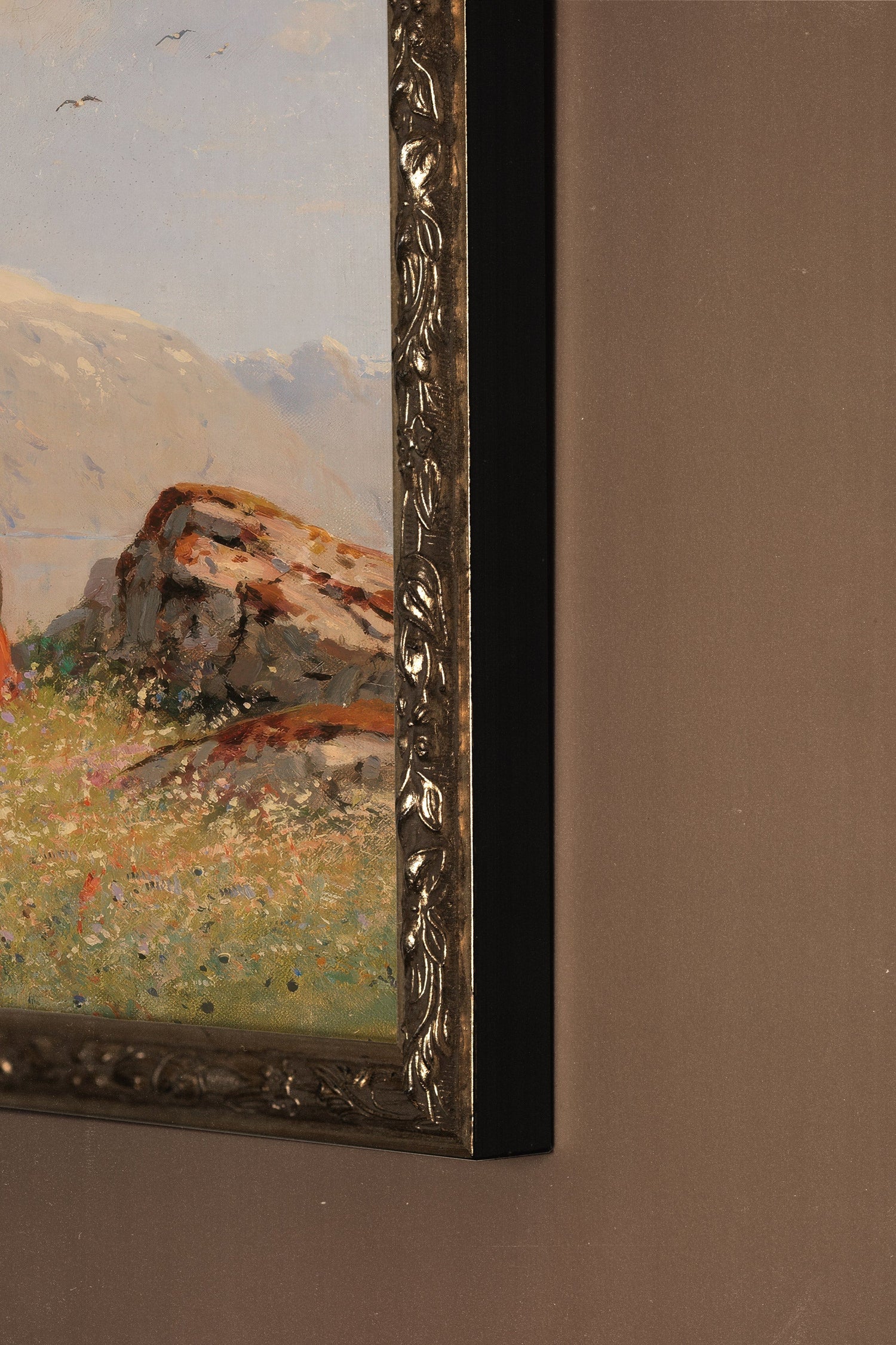 LA SOUFFLE DES CIMES, Oeuvre sur toile rigide, encadré Vintage Argent