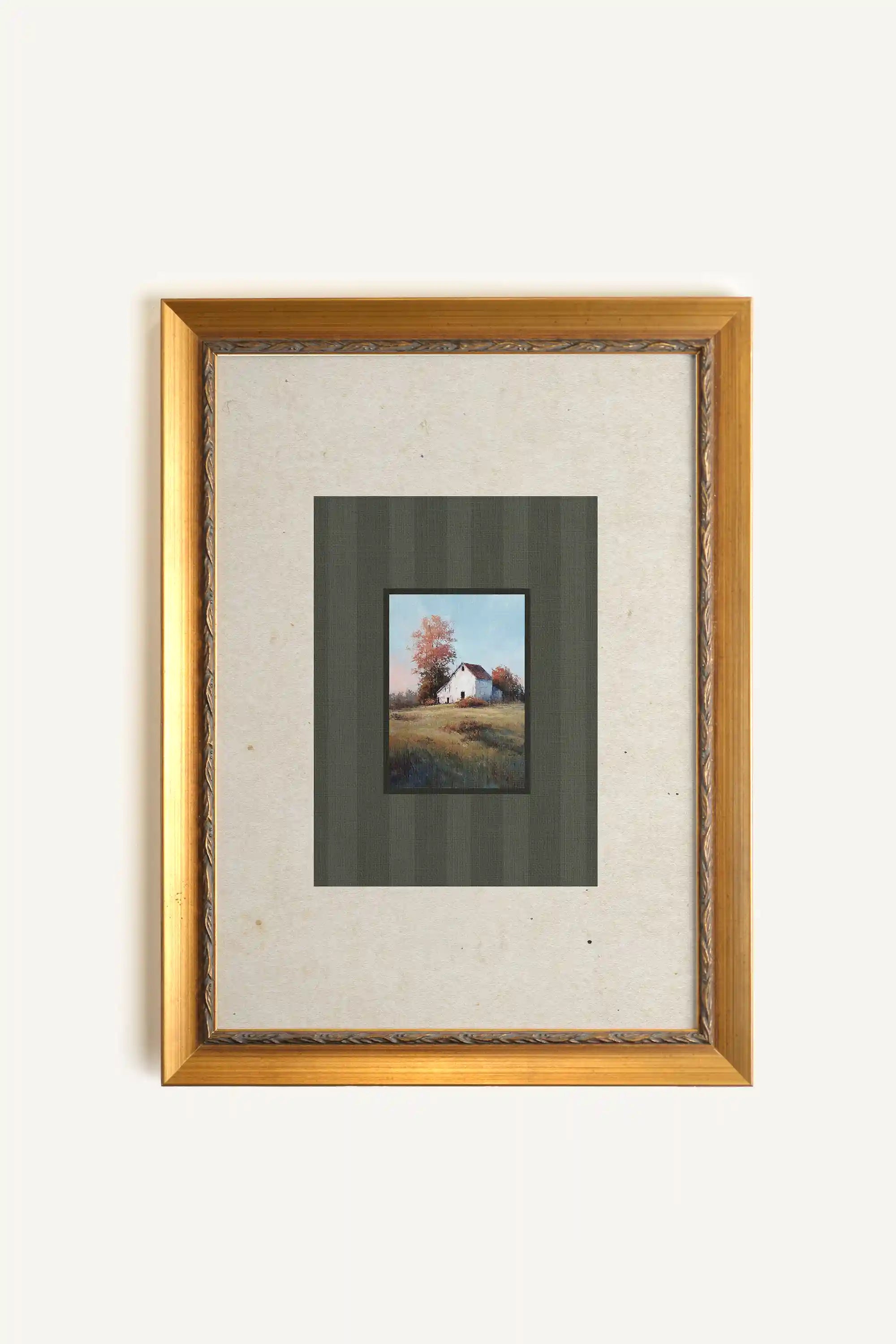 TERRE NATALE, Artwork on Rigid Canvas, Framed in Vintage Gold