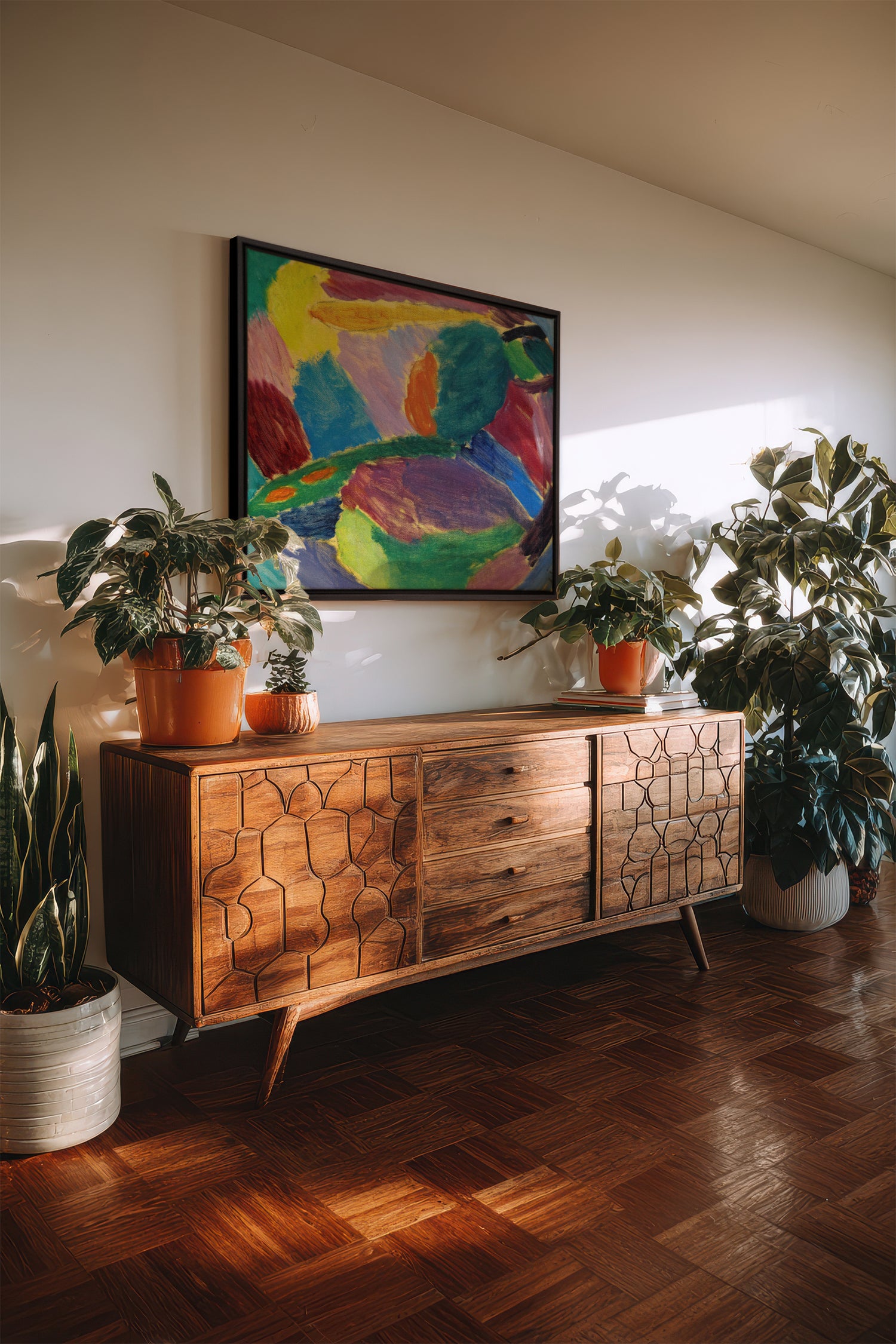 ELECTRIC BLOOM, Artwork on stretched canvas, framed in black