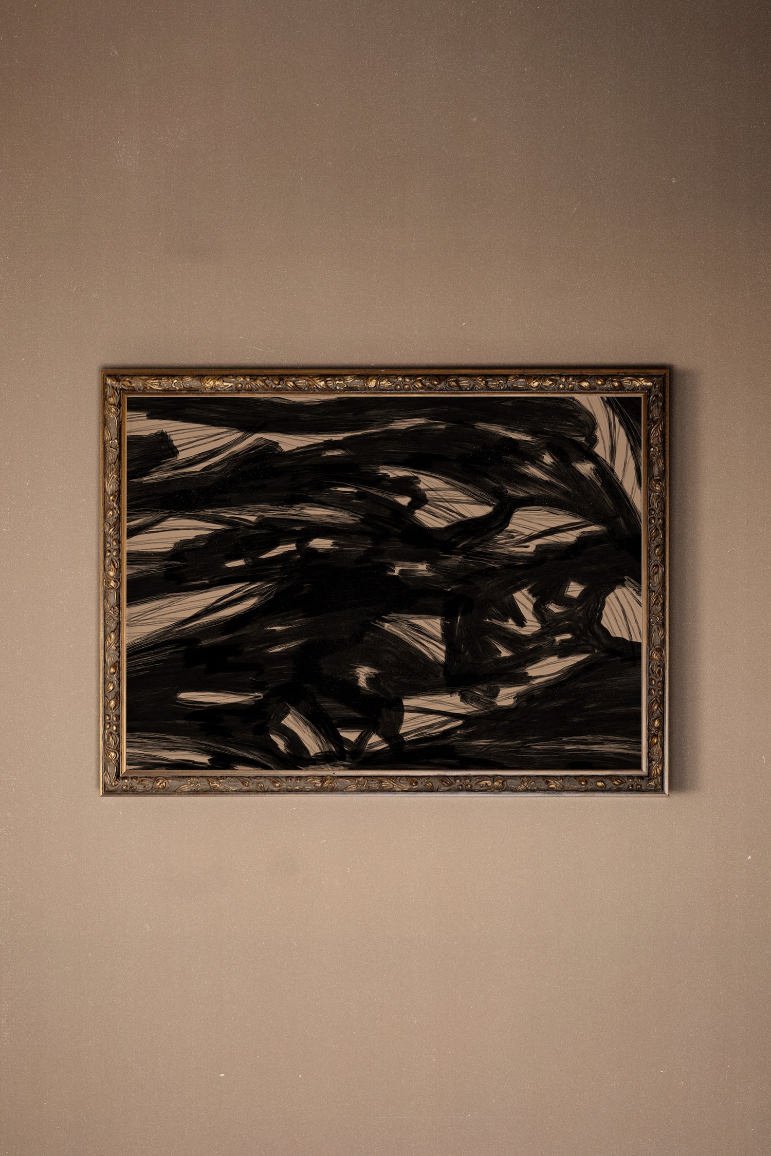 TRACÉ BRUT, Oeuvre sur toile étirée, encadré Vintage Bronze