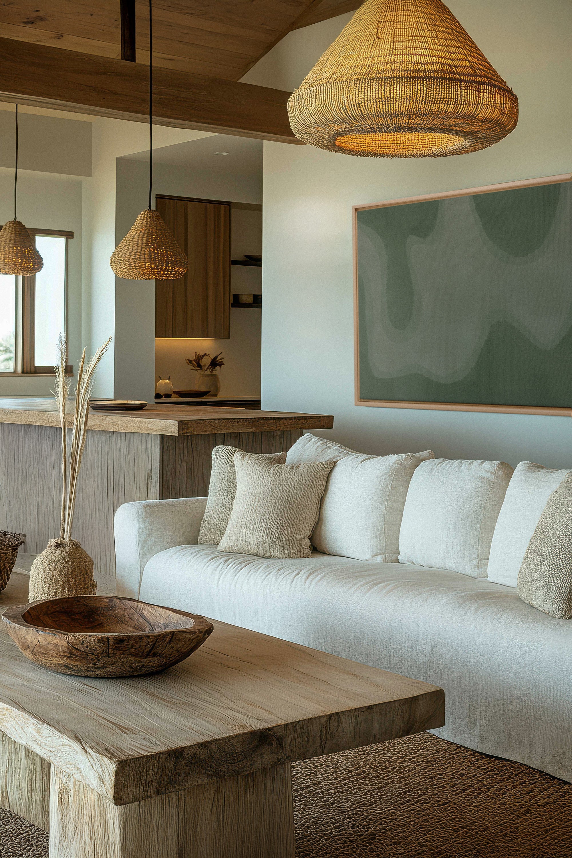 OLEKA CANVAS - WAVES OF SERENITY, Oeuvre sur toile étirée, encadré Naturel Clair