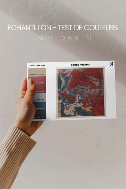 ROUGE POLAIRE, Oeuvre sur toile étirée, encadré Brun Chêne