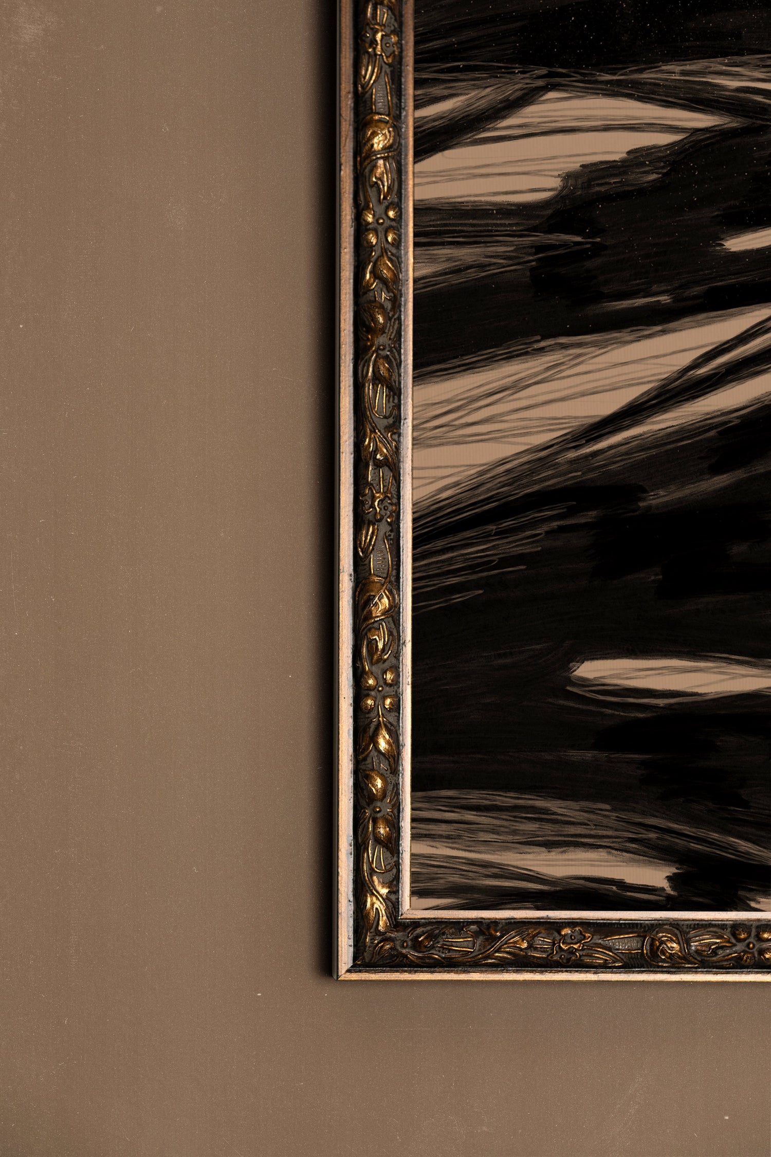 TRACÉ BRUT, Oeuvre sur toile étirée, encadré Vintage Bronze