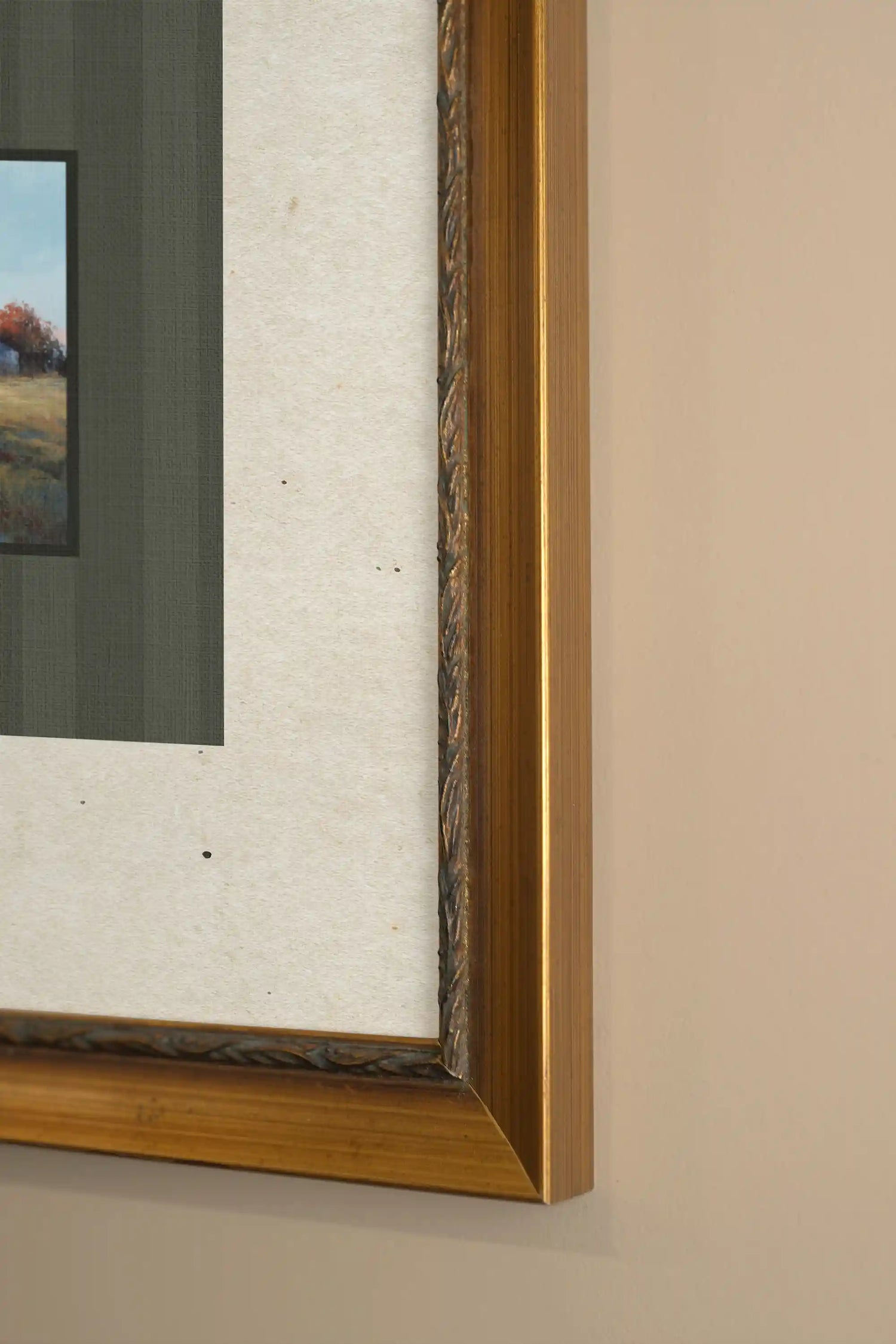 TERRE NATALE, Artwork on Rigid Canvas, Framed in Vintage Gold